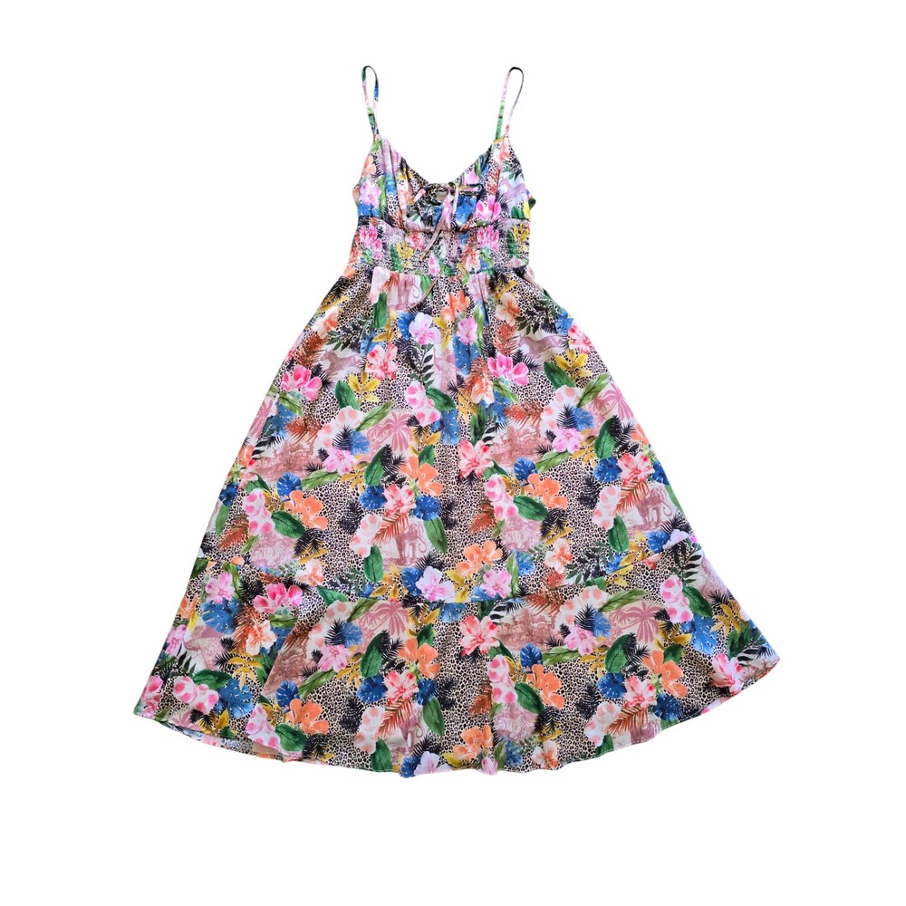 Hutch Cheetah Tropical Floral Vacation Resort Slinky Maxi Dress Size Large